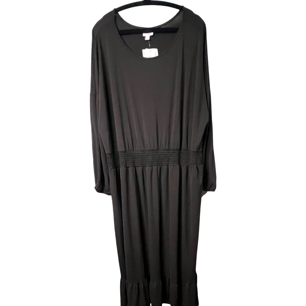 Lularoe Evelyn Brown Maxi Dress 3XL With Smocked Waist 95% Polyester 5% Spandex